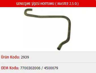 MASTER M2939 Yedek Su Deposu Hortumu 7700302006 resmi