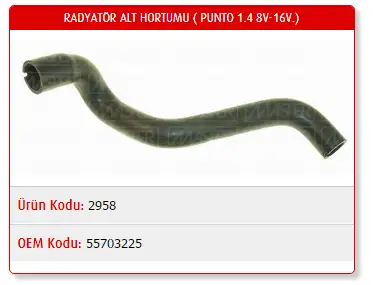 MASTER M2958 Radyatör Alt Hortumu 55703225 resmi