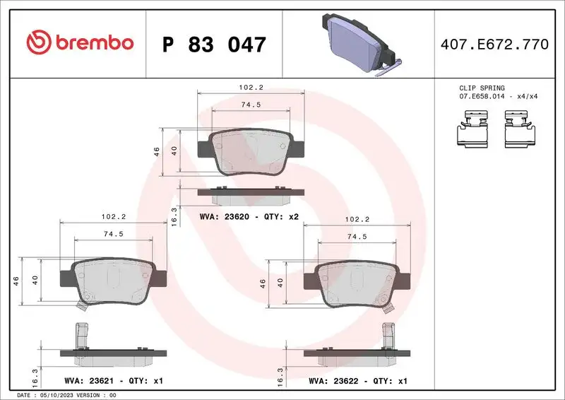 BREMBO P83047 Arka Fren Balatası resmi
