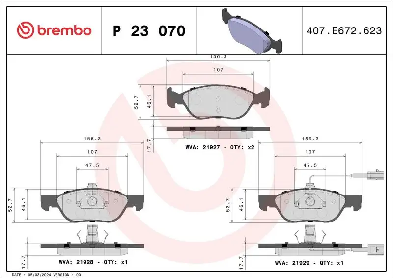 BREMBO P23070 Ön Fren Balatası resmi