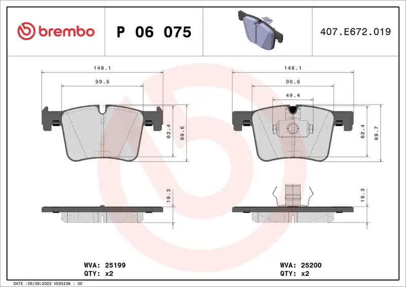 BREMBO P06075 Ön Fren Balatası resmi
