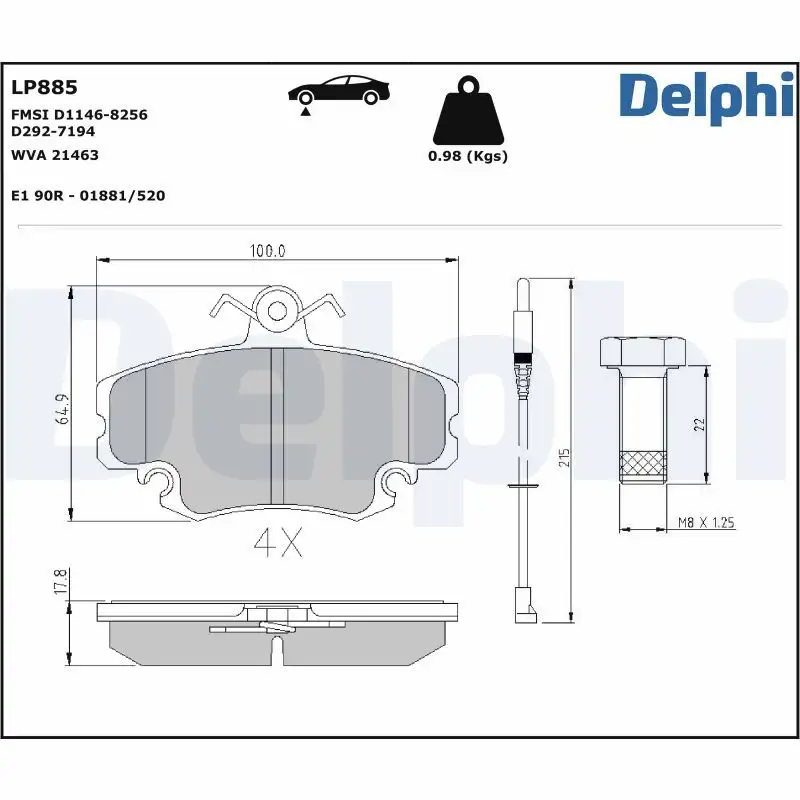 DELPHI LP885 Ön Fren Balatası resmi
