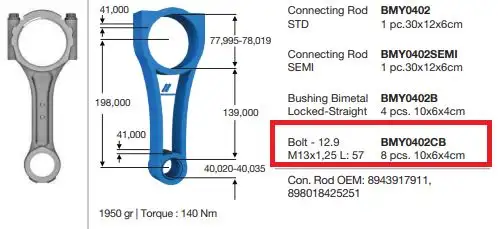 BMY 0402CB Biyel Civatası resmi