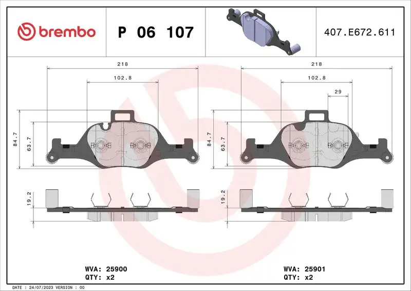 BREMBO P06107 Ön Fren Balatası resmi