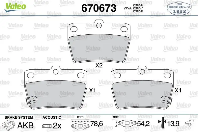 VALEO 670673 Arka Fren Balatası resmi
