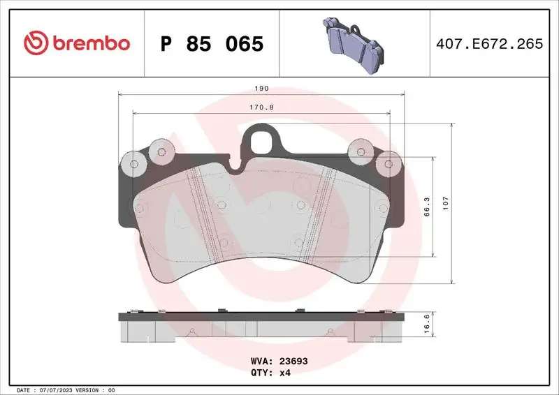BREMBO P85065 Ön Fren Balatası resmi