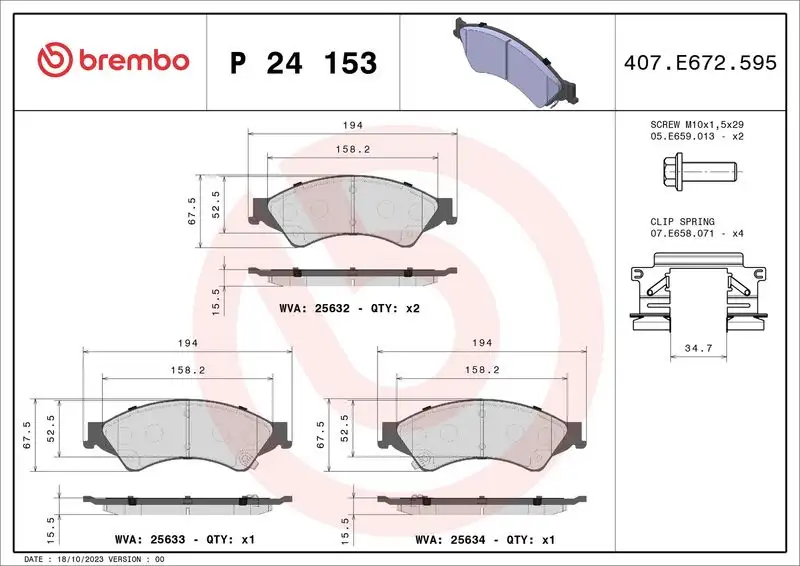 BREMBO P24153X Ön Fren Balatası resmi