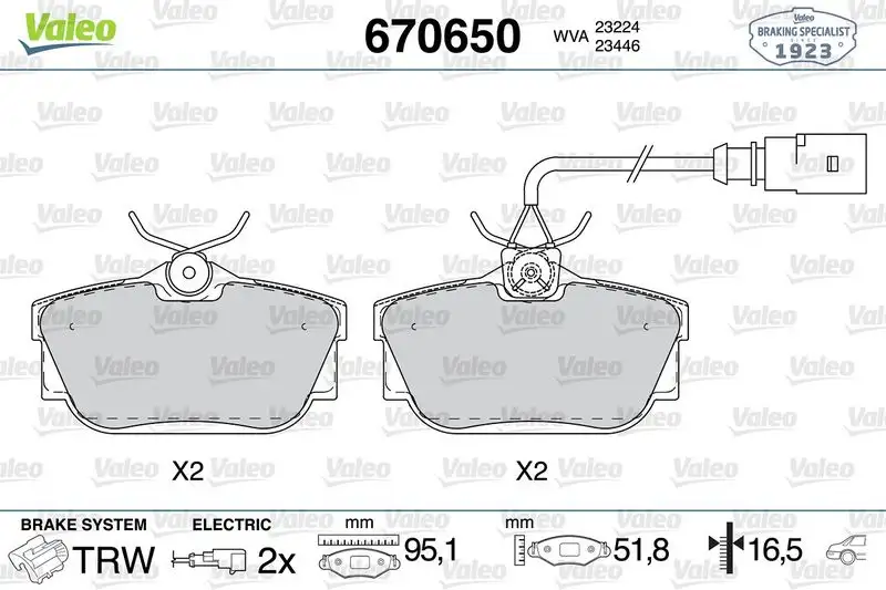 VALEO 670650 Arka Fren Balatası resmi