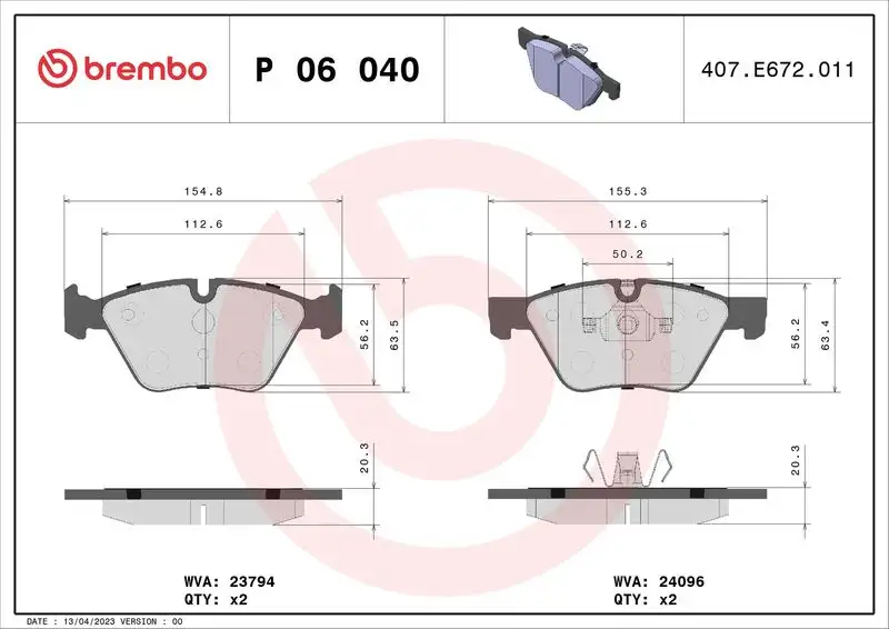 BREMBO P06040X Ön Fren Balatası resmi