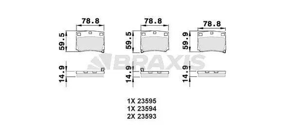 BRAXIS AB0492 Arka Fren Balatası MR389575 resmi