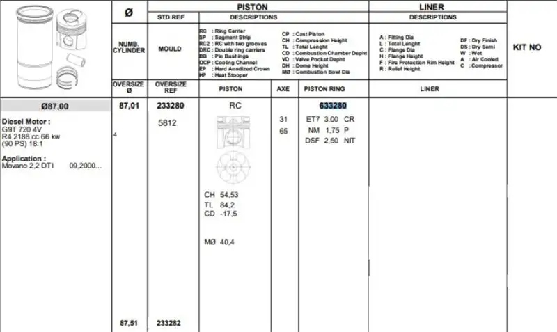 KONEKS 632900 Motor Segmanı (STD) 7701467656 resmi
