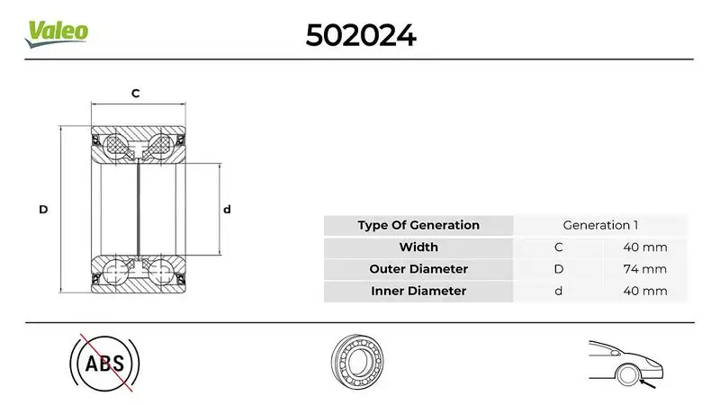 VALEO 502024 Ön Aks Rulmanı 1J0498625A resmi