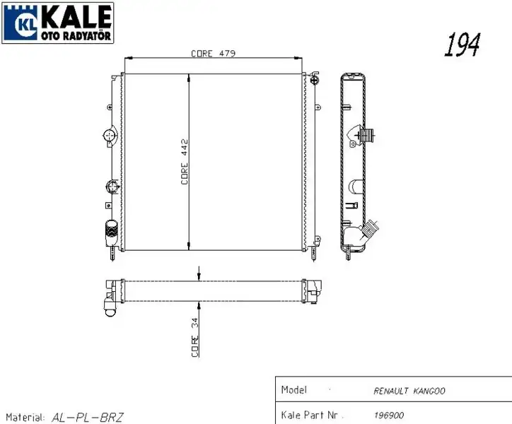 KALE 0534351AB Radyatör resmi
