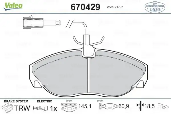 VALEO 670429 Ön Fren Balatası resmi