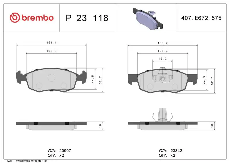 BREMBO P23118 Ön Fren Balatası resmi