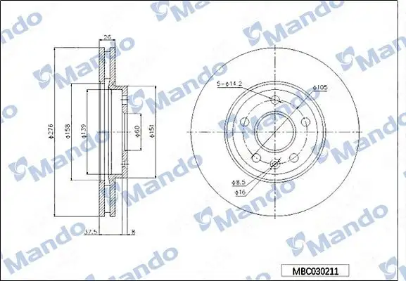 MANDO MBC030211 Ön Fren Diski resmi