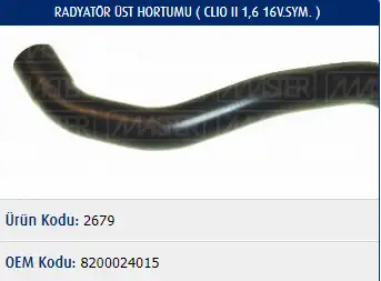 MASTER M2679 Radyatör Üst Hortumu 8200024015 resmi