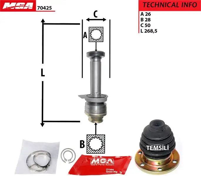 MGA 70425 Aks Kafası (Sağ İç) 7H0498104F resmi