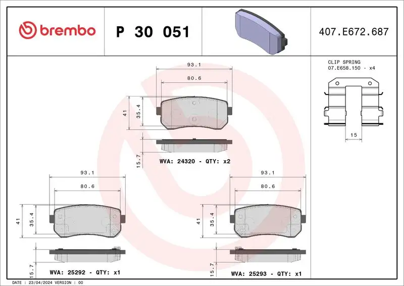 BREMBO P30051 Arka Fren Balatası resmi
