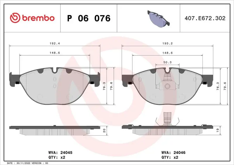 BREMBO P06076 Ön Fren Balatası resmi