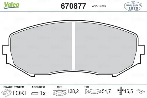 VALEO 670877 Ön Fren Balatası resmi