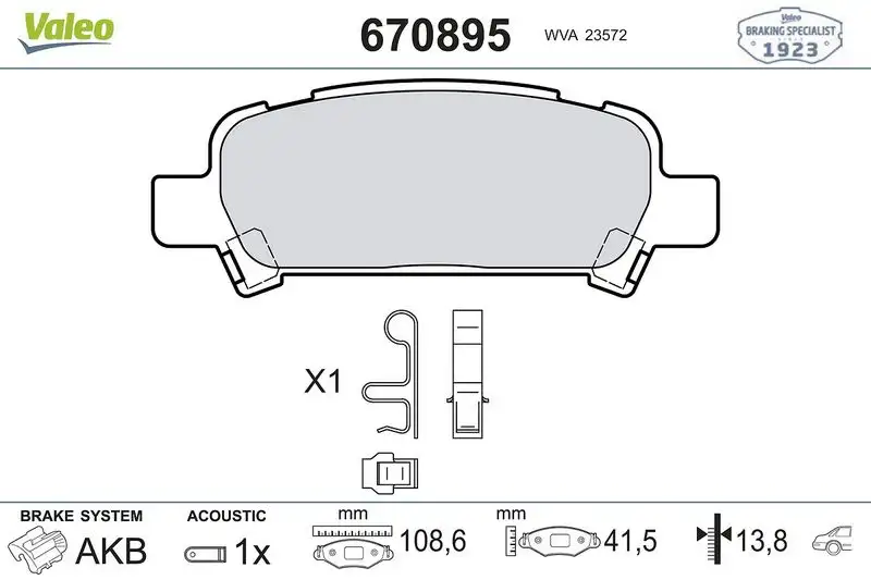 VALEO 670895 Arka Fren Balatası resmi