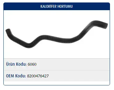 MASTER M6060 Kalorifer Hortumu 8200476427 resmi