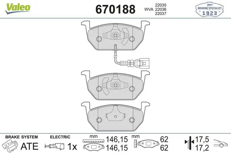 VALEO 670188 Ön Fren Balatası 5Q0698151T resmi