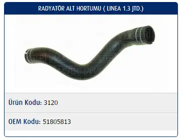 MASTER M3120 Radyatör Alt Hortumu 51805813 resmi