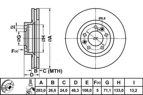 MGA 50158 Ön Fren Diski 4246P7 resmi