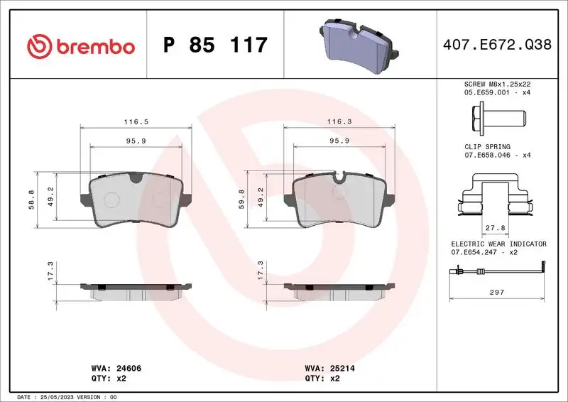 BREMBO P85117 Arka Fren Balatası 4H0698451L resmi