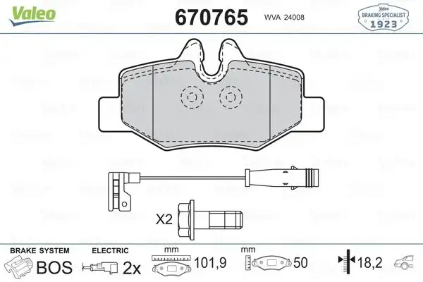 VALEO 670765 Arka Fren Balatası resmi
