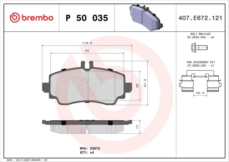 BREMBO P50035 Ön Fren Balatası resmi