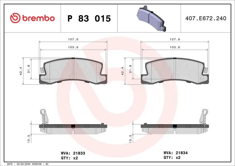 BREMBO P83015 Arka Fren Balatası resmi