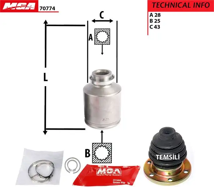 MGA 70774 Aks Kafası (Sağ İç) 495923E110 resmi