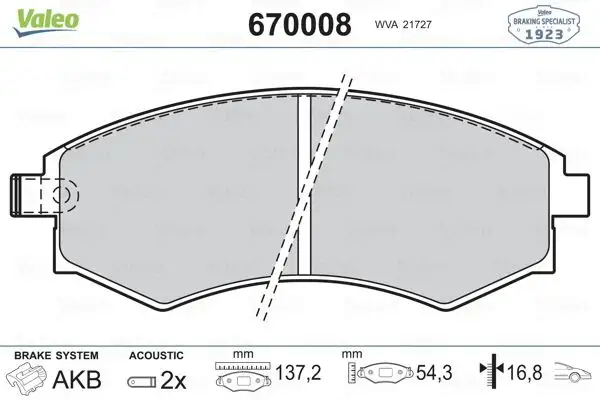 VALEO 670008 Ön Fren Balatası resmi