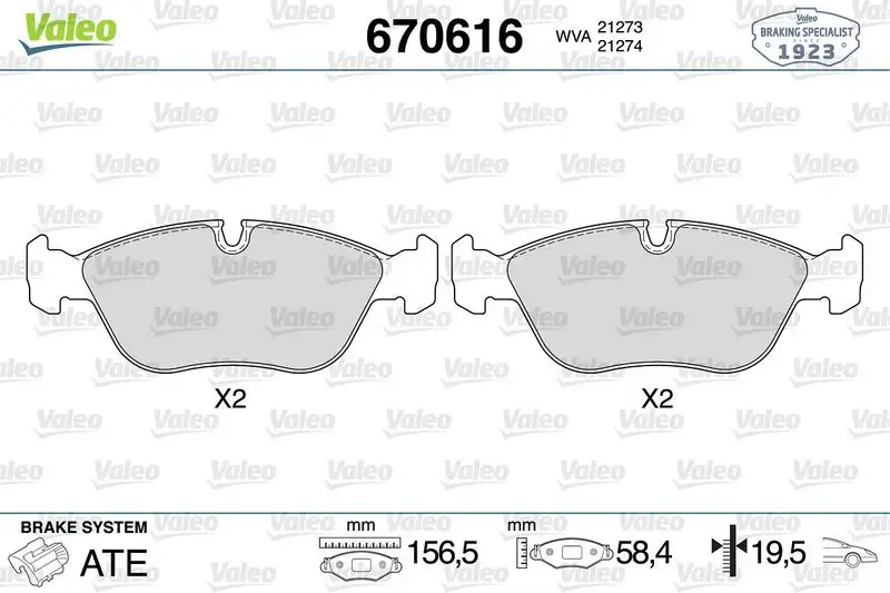 VALEO 670616 Ön Fren Balatası resmi