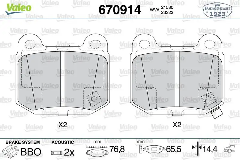 VALEO 670914 Arka Fren Balatası resmi