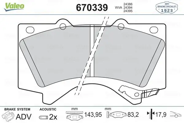 VALEO 670339 Ön Fren Balatası resmi