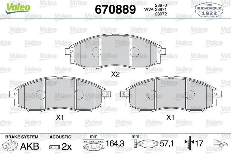 VALEO 670889 Ön Fren Balatası resmi
