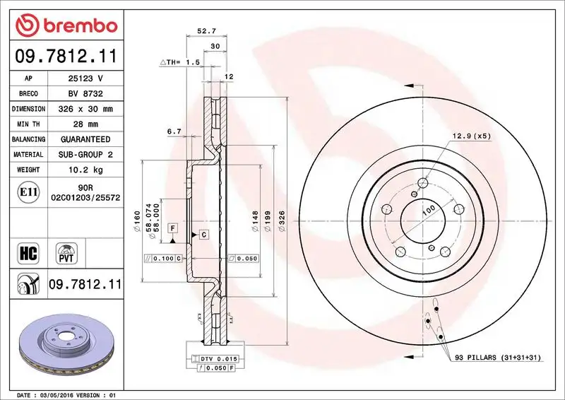BREMBO 09.7812.11 Ön Fren Diski 26300FE000 resmi