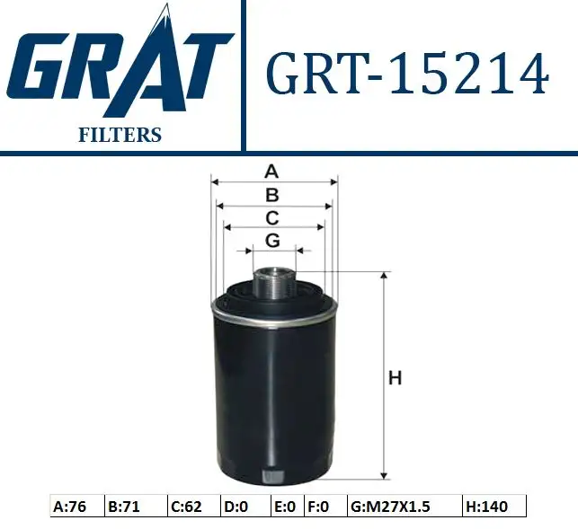 GRAT 15214 Yağ Filtresi 06J115403C resmi