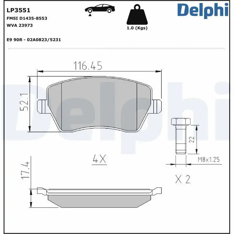 DELPHI LP3551 Ön Fren Balatası resmi