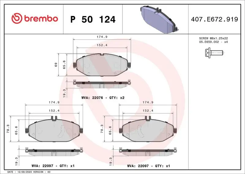 BREMBO P50124 Ön Fren Balatası resmi