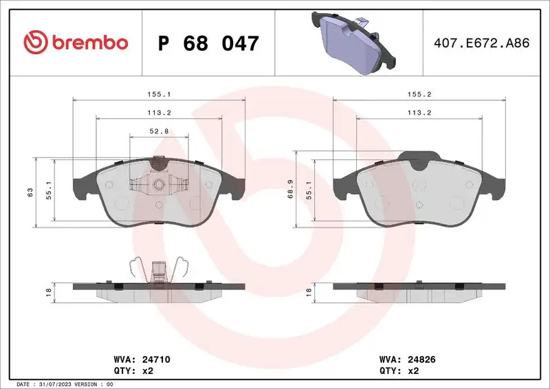 BREMBO P68047 Ön Fren Balatası resmi