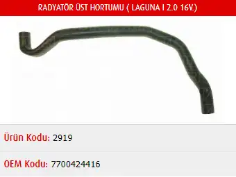 MASTER M2919 Radyatör Üst Hortumu 7700424416 resmi