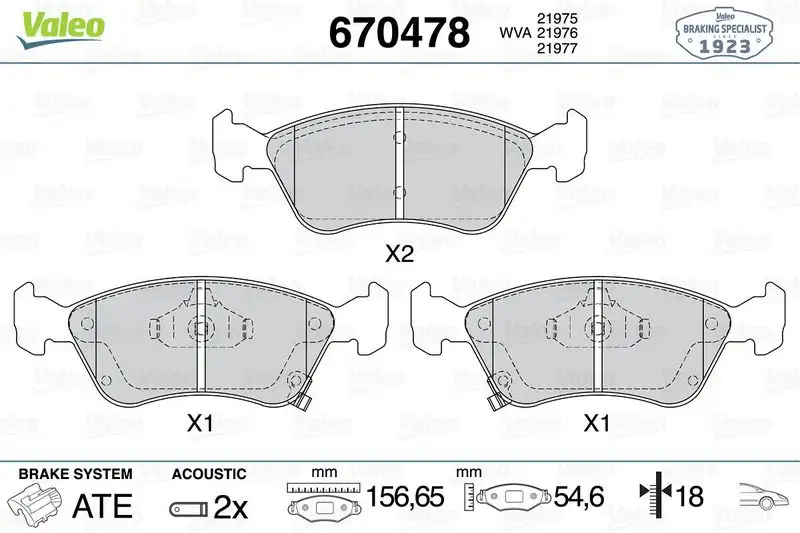 VALEO 670478 Ön Fren Balatası resmi