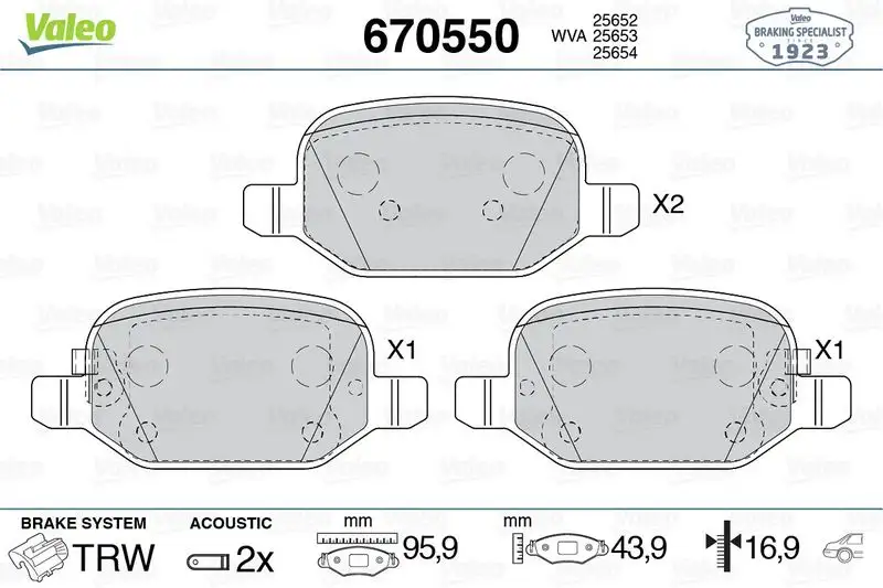 VALEO 670550 Arka Fren Balatası resmi