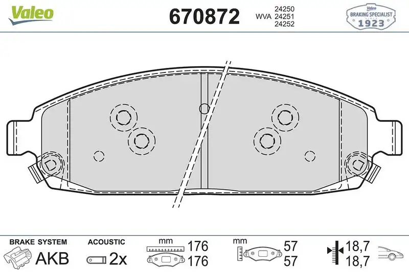 VALEO 670872 Ön Fren Balatası resmi