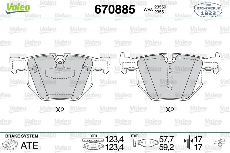 VALEO 670885 Arka Fren Balatası resmi